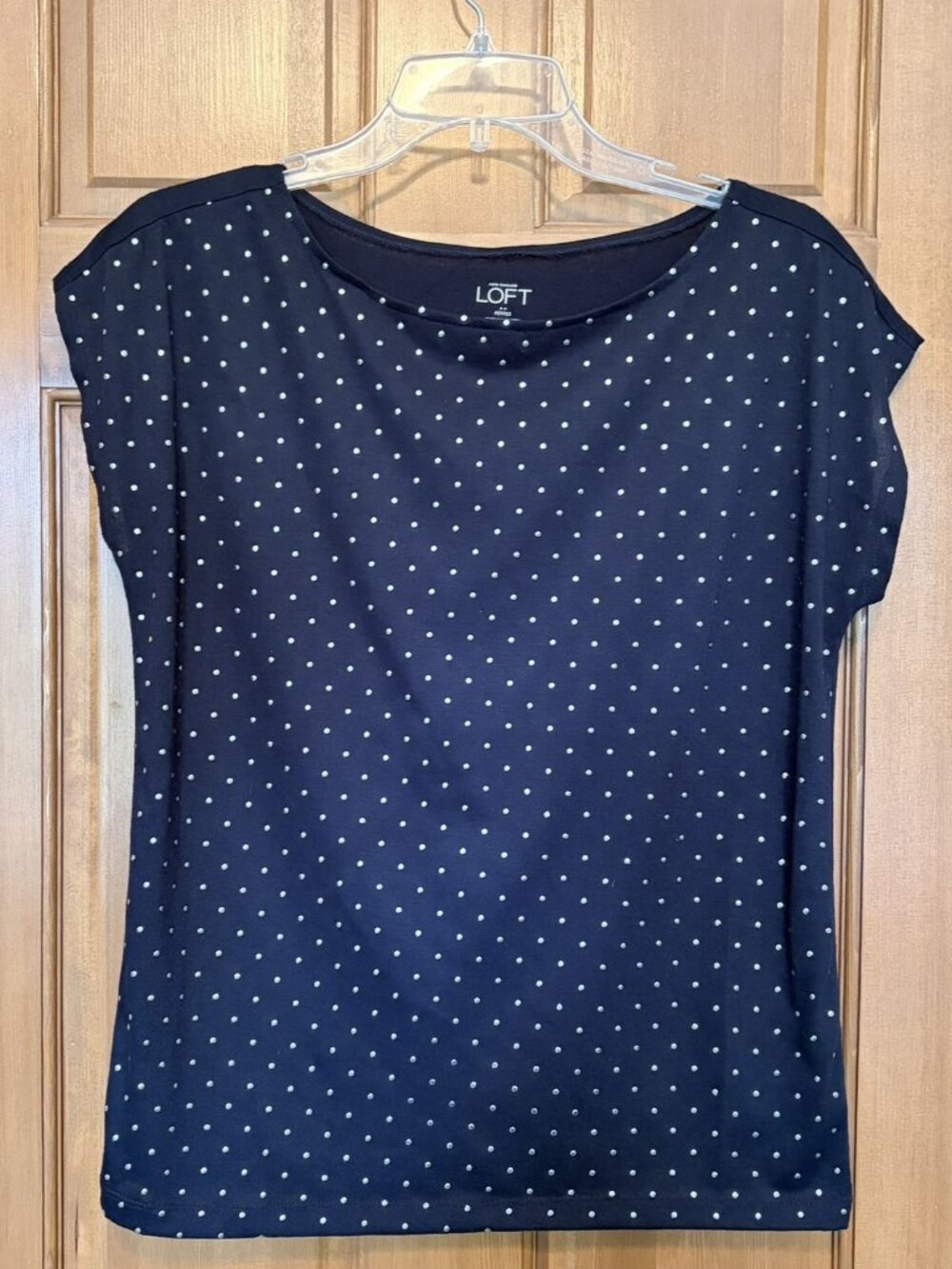 Loft Petite Navy Silver Stud Polka Dot Tee Petite Medium